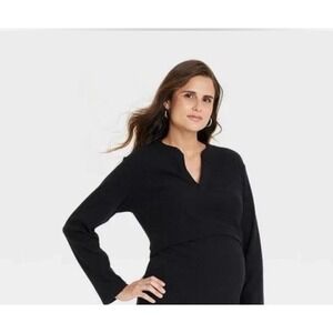 Isabel by Ingrid & Isabel‎ Henley Top Womens XXL Black New Ribbed Maternity